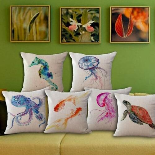 1 piece famous designer Hippocampus octopus Sea turtle Pattern pillow Cover Decorative Home Chair Throw Pillows Case 45*45cm