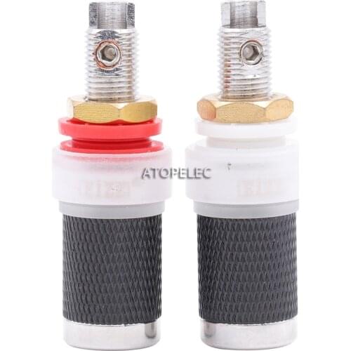2pcs EIZZ Rhodium Plated Tellurium Copper Speaker AMP Binding Post HiFi Banana Jack Connector Socket Panel Chassis Mount
