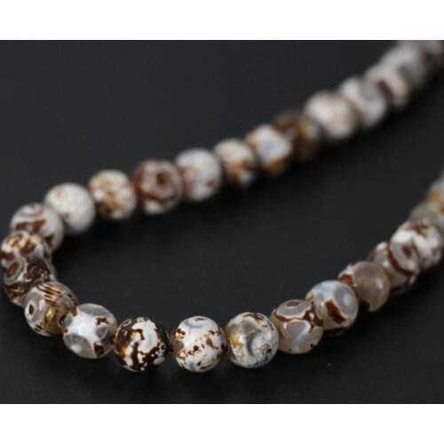Different size 3Strands/Lot Brown&White Three-eyes Tibetan Dzi Onxy Faceted Round Loose Beads Wholesale,DIY Jewelry Making