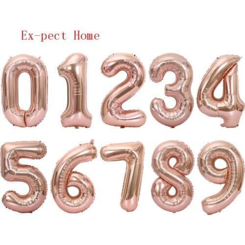300pcs Large 40"inch rose Gold number balloons for 1st birthday party decor foil ballon digit 0-9 helium globos anniversary