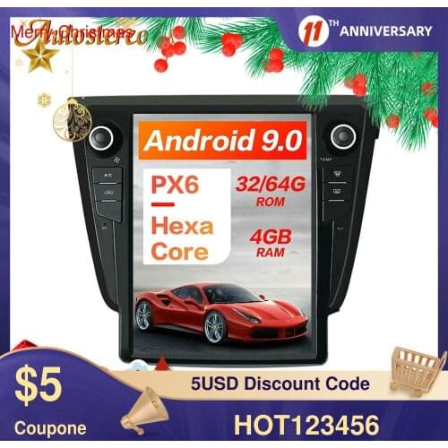 For Nissan X-TRAIL/Qashqai/RougStereo 2013+ Vertical Screen Tesla Style Android 9 Car GPS Navigation Head Unit Multimedia Player