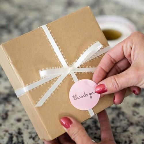 Free shipping 5000 pcs/pack pink thank you 1 inch gift Packaging Stickers Birthday Party offer black thank you sticker