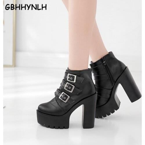 Shoes woman waterproof boots Fashion Women Ankle Boots High Heels Motorcycle women boots autumn winter fall booties LJA864