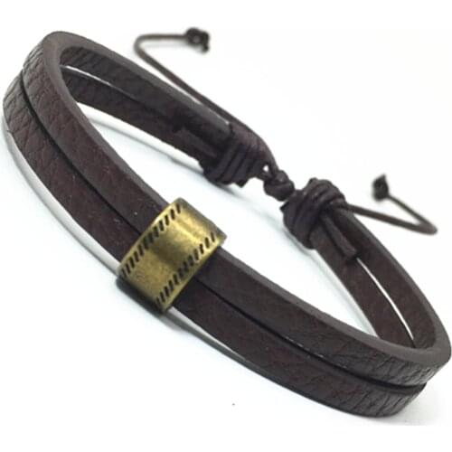 Bronze Brown Fashion Multilayer Wrap Charm Handnade Weave Men Women leather Bracelets Men Male Female Gift Jewelry