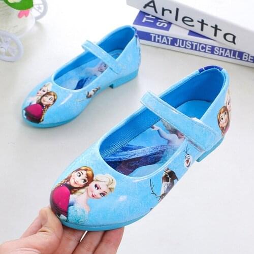 Disney childrens casual shoes spring and autumn girls leather shoes frozen princess dancing shoes elsa anna shoes