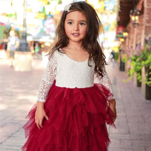 Canis Fashion Kids Baby Girls Lace Tulle Backless Party Bridesmaid Pageant Dress
