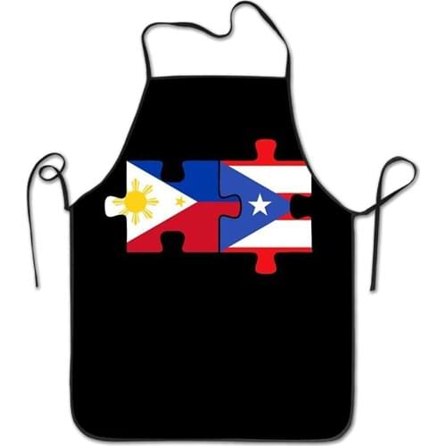 Philippines Puerto Rico Flags Puzzle Apron Men and Women Kitchen Funny Apron for Cooking Baking Crafting Gardening BBQ