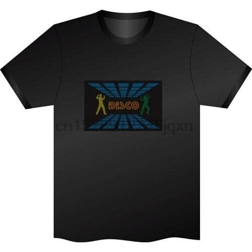 Unisex Sound Activated Led El Panel Music T-Shirt Party Dance Disco Concert S .Gif Bodybuilding Tee Shirt