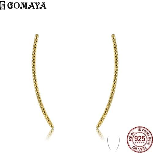 GOMAYA Authentic 925 Sterling Silver Clip Earrings For Women Gold Color Hand Hammer Earring Minimalist Anniversary Fine Jewelry