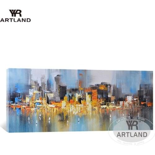 Hot sale Hand-painted beautiful picture color city building oil painting landscape home decor wall art for living room no framed