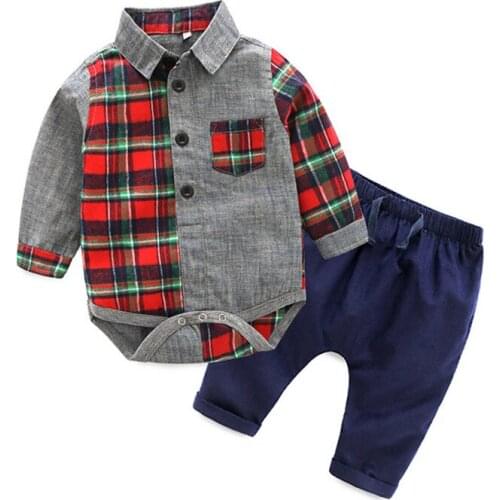 Cotton Romper Shirt with Pants Send for Baby Fashion Autumn Clothing Set 2021 New Boy Shirt Set