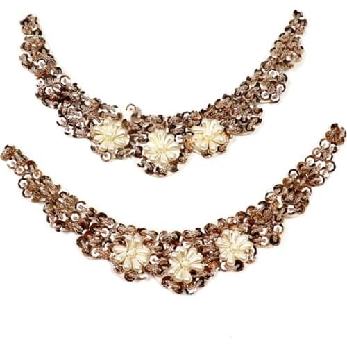 Exquisite Glitter Handmade Embroidered Beads Sequins Decorative Lace Collar Patch Blouse Garment DIY Sewing Appliques Supplies