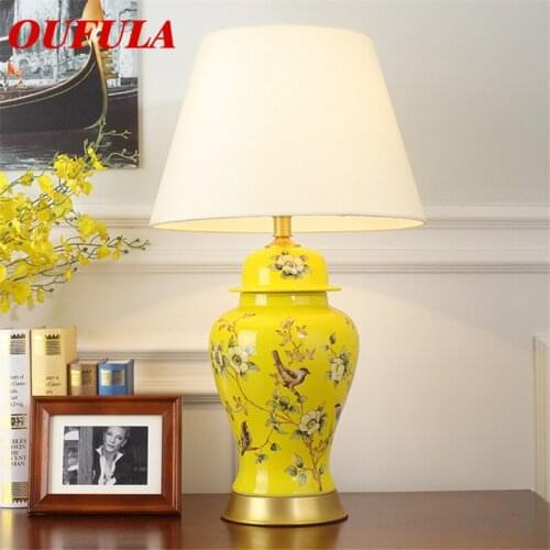 OUFULA Ceramic Table Lamps Luxury Modern Contemporary Fabric for Foyer Living Room Office Creative Bed Room Hotel