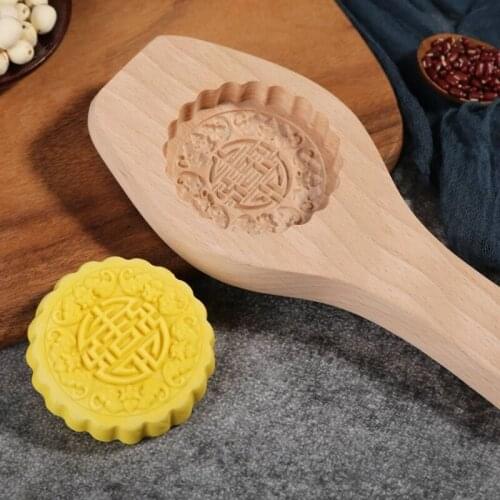 Wooden Moon Cake Wooden Baking Mold Exquisite Pattern Chinese Traditional Mid-autumn Festival Moon Cake Mold Muffin Gift