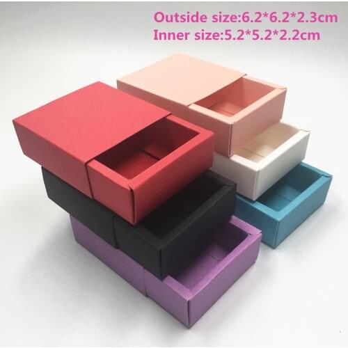 24Pcs Cute Kawaii Colorful Cardboard Candy Packaging Drawer Style Boxes Small Wedding Gift Favors Packaging Boxes 5.2x5.2x2.3cm