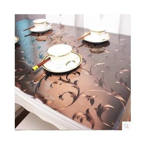 PASAYIONE Kawaii Soft Glass Table Mat With Floral Pattern Waterproof Shiny PVC Table Cloth Thickness 1mm Table Cover Home Decor