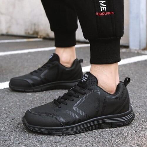 Autumn Men Running Shoes Breathable Male Lace Up Lightweight Fitness Jogging Footwear Casual Sports Shoes PU Leather Sneakers