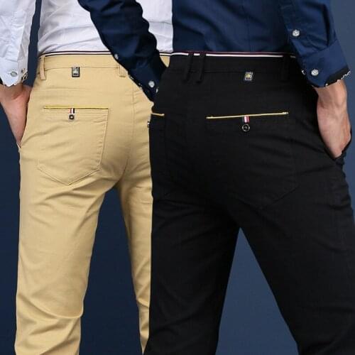 2020 Autumn Cotton Trousers Mens Leisure Pants High quality elastic Straight Bussiness Wear Business Casual pants for Male
