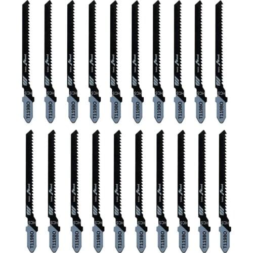 20-Piece T119BO 12 TPI Assorted T-Shank Scrolling Jig Saw Blades Set for Precision Cutting Wood
