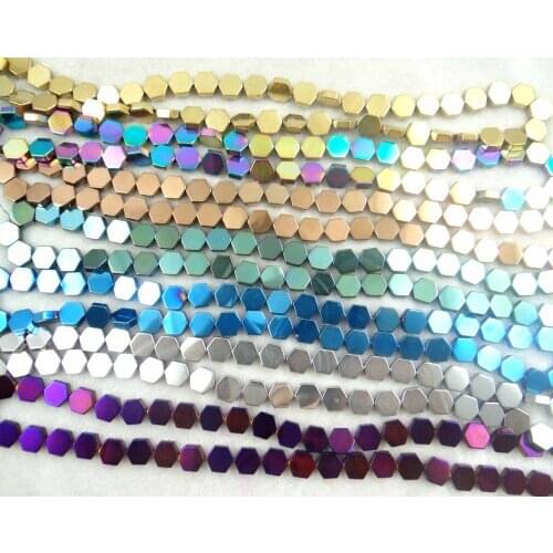 Natural Quartz crystal Titanium Hematite Faceted Gem Loose HEXAGONAL Beads loose beads 8mm making jewelry 15'' H48