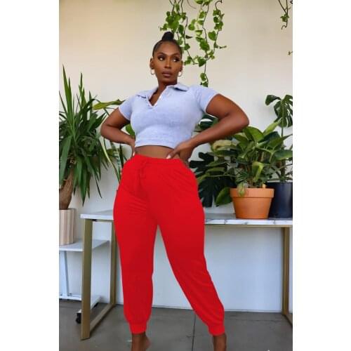 2021 Summer New Elastic Foot Pants Pure Color Casual Sports Plus Size Pants