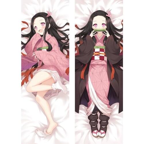 Newly Design Demon Slayer: Kimetsu no Yaiba Nezuko Anime Peach Skin and Two-Way Tricot Dakimakura Pillow Nezuko Pillowcase