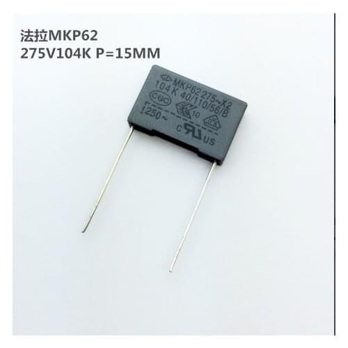 New and origina 10PCS MKP62 Fara X2 gauge capacitor 275V104K 0.1UF 100NF P = 15MM