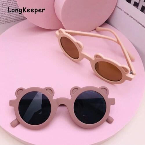 New Cartoon Lovely Kids Sunglasses Bear Shape Frame Girls Children Sun Glasses Round Street Beat Baby Boy Eyeglasses Cute Shades
