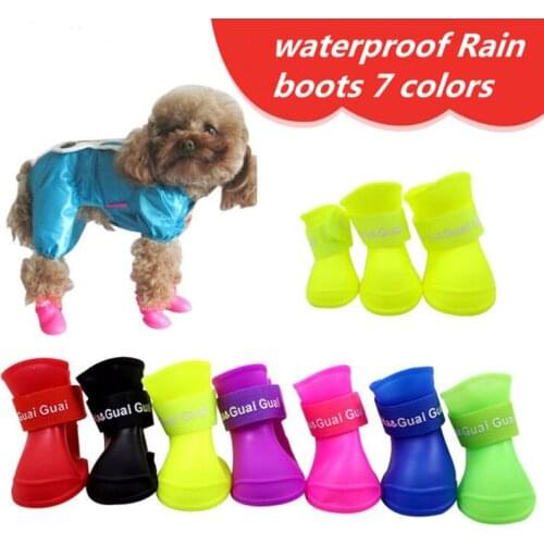 Pet 7 Colors Dog Shoes Waterproof For Chihuahua Anti Slip Rain Boots For Small Dogs Pet Cat Outdoor Shoe Rubber Silicone