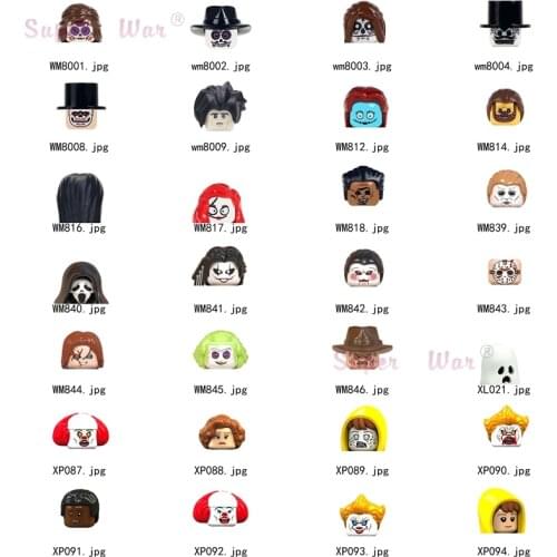 Single movie Halloween Horror Theme Pennywise Jason Billy Tim Curry Figures Head accessories Building Blocks toys Series-091