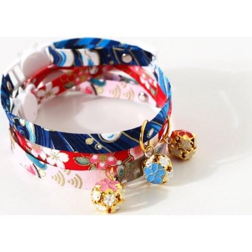 Japanese Style Lovely Cat Collar With Hollow Bells Cute Adjustable Cat Accessories Safety Kitten Puppy Pets Supplies