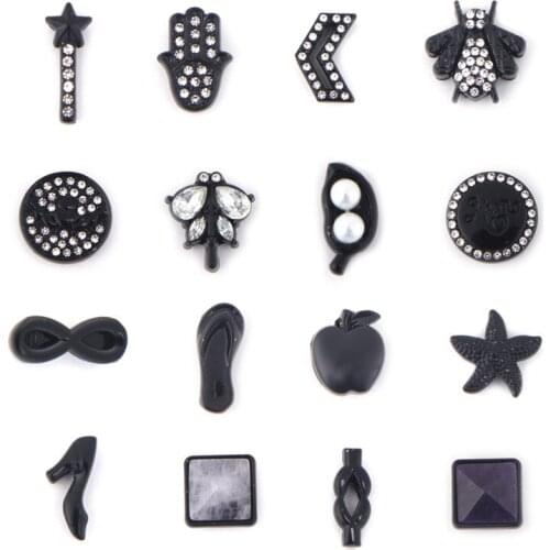 Black Color Slide Charms fit 10mm Wide Mesh Bracelet Customization Design as Black Plated 50pcs/lot Somsoar Jewelry Wholesale