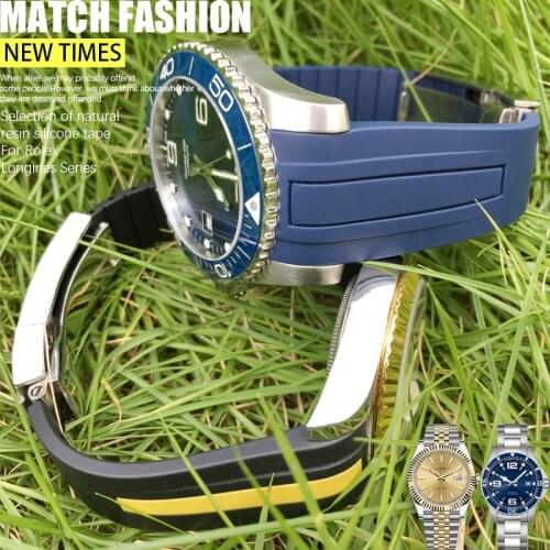 19/20/21/22mm Curved Interface Silicone Watch Strap New Style Watchband for Rolex Daytona Submariner DEEPSEA GMT Longines Watch