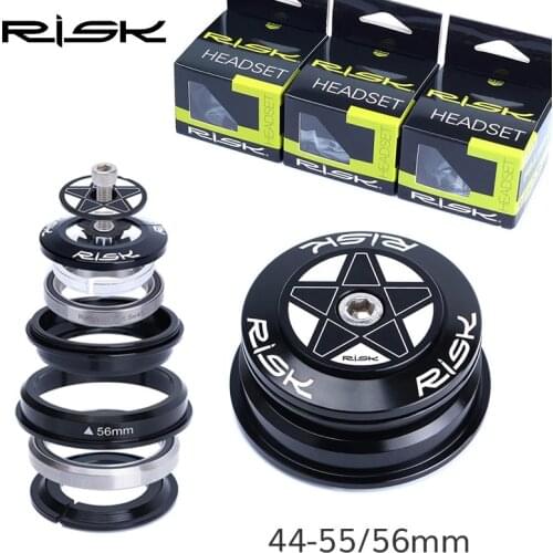 RISK 44-55mm Bicycle Headset for Tapered Headtube 44-56 Bike Double Bearing Headset for 1.5 Taper Fork / 28.6mm Straight Fork