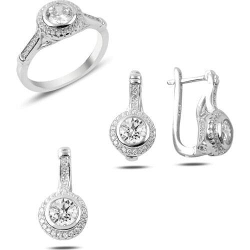Silverlina Silver Zircon Stone Engagement Set