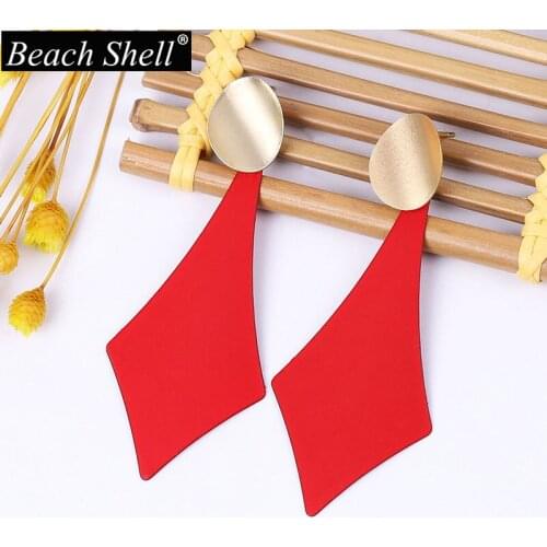 Earrings 2020 Metal Korea Large Long Retro Bohemian Pendant Gold Geometric Ethnic Fashion Earrings Female trendy Metal Jewelry