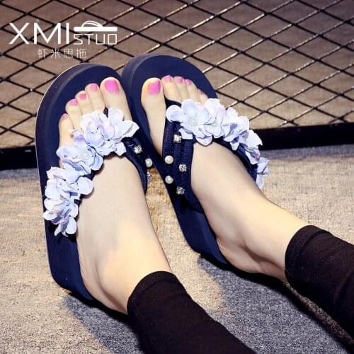 Summer Slippers women Beach Human character Womens cool flip flop Thick cake bottom lace Drilling Casual fashion shoes woman