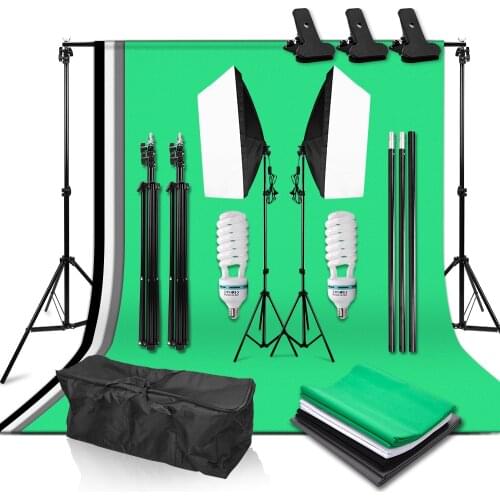 2*2m Background Support System With 4 Color Backdrop 135W 5500K Lamp Softbox Continuous Lighting Kit for Camera Photo Shooting