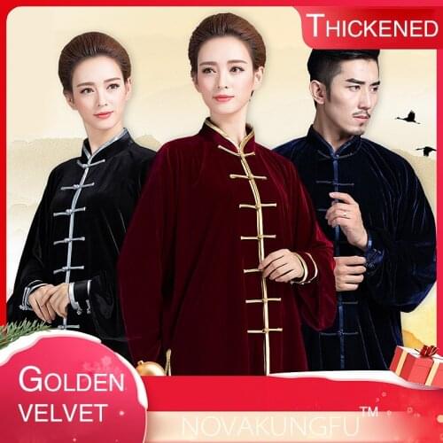 Gold velvet Tai Chi clothing female autumn and winter thick martial arts clothing warm kung fu performance male