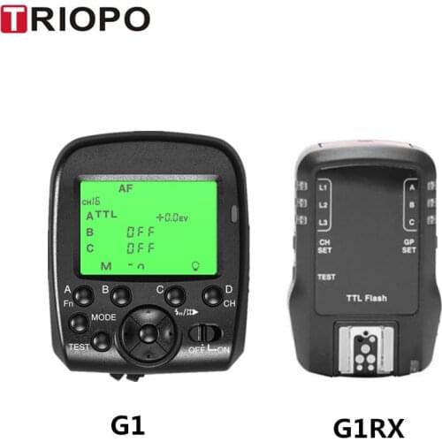 TRIOPO G1/G1RX Dual TTL Wireless Trigger with Widescreen LCD Display 1/8000s HSS 2.4G Wireless Transmission 16 Channels