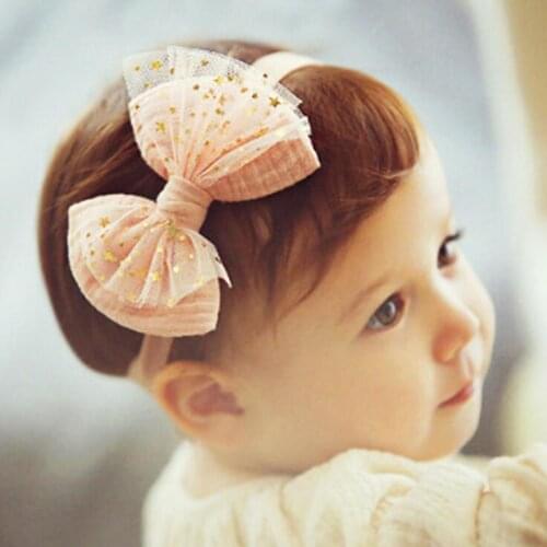 TWDVS Newborn Hair Elastic Band Lace star Flower Bows Knot Hair Accessories Ring Headband W251