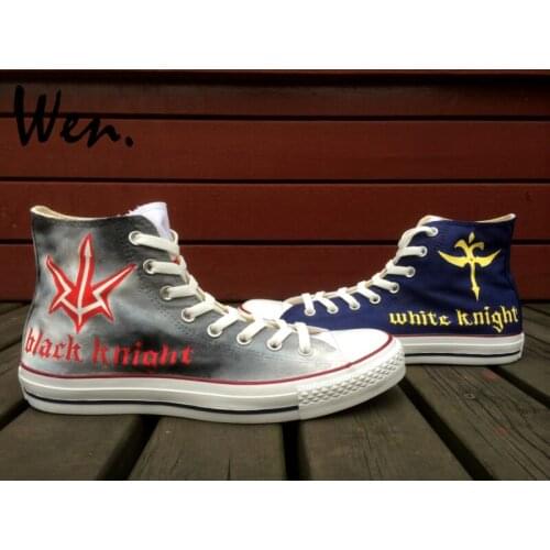 Wen Design Custom Anime Code Geass Hand Painted Canvas Sneakers High Top Men Womens Blue Gray Outdoor Skateboard Shoes
