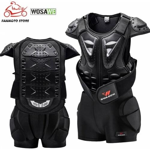 WOSAWE New Motorcycle Armor Jacket Motocross Armor Vest Body Chest Shoulder Back Gear Protective Hip Protector for Children Kids