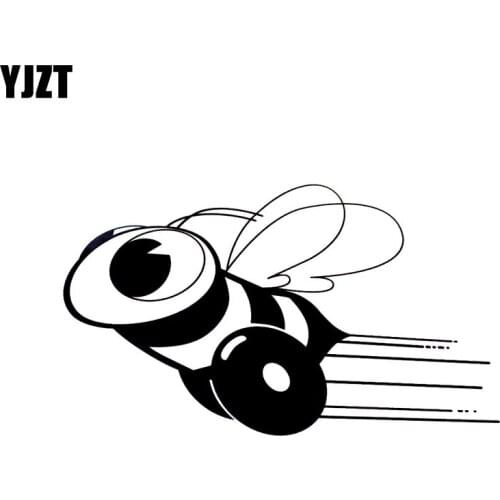 YJZT 14CM*8.15CM A Flying Honey Bee Vinyl Car Sticker Decal Black/Silver C19-0011