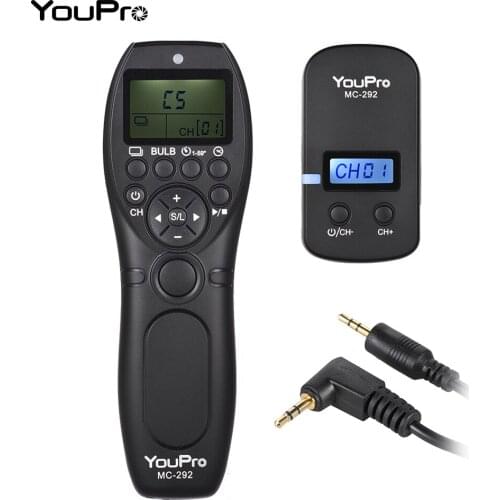 YouPro MC-292 N3 2.4G Wireless Remote Control LCD Timer Shutter Release Transmitter Receiver 32 Channels for Canon
