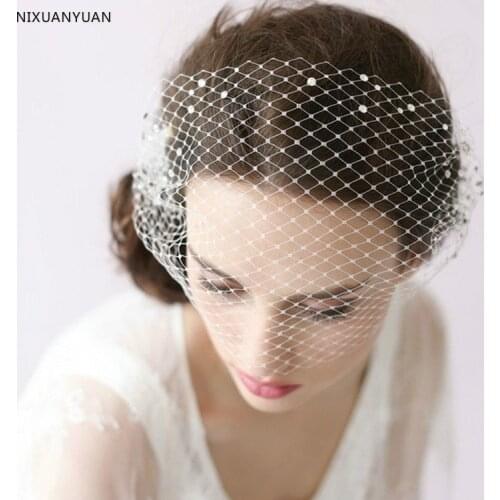 In Stock 2021 Wedding Bridal Hats Vintage Wedding Bridal Hair Accessories Flower Tulle Birdcage Veil Headpiece Head Veil