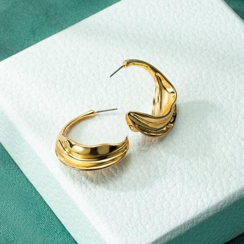 Womens Earrings Korean Metal Drop Earrings for Women Statement Geometric Round Gold Earring 2021 Fashion Trend Female Jewelry