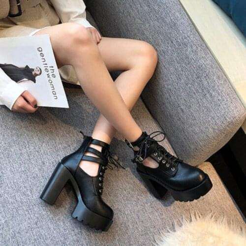Waterproof Platform Spring And Autumn European And American Super High Heel 11cm Sexy Short Tube Hollow Ladies Martin Boots