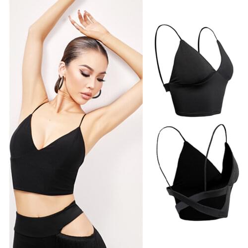 New Latin Dance Bra For Women Cross Backless Sequin Underwear Adult Samba Rumba Salsa Latin Tops Practice Dance Clothes DNV15011