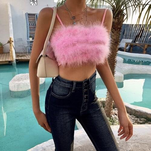 2021 Fashion Women Camisole Hot Selling Fur Sling Summer Wear Girls Vest